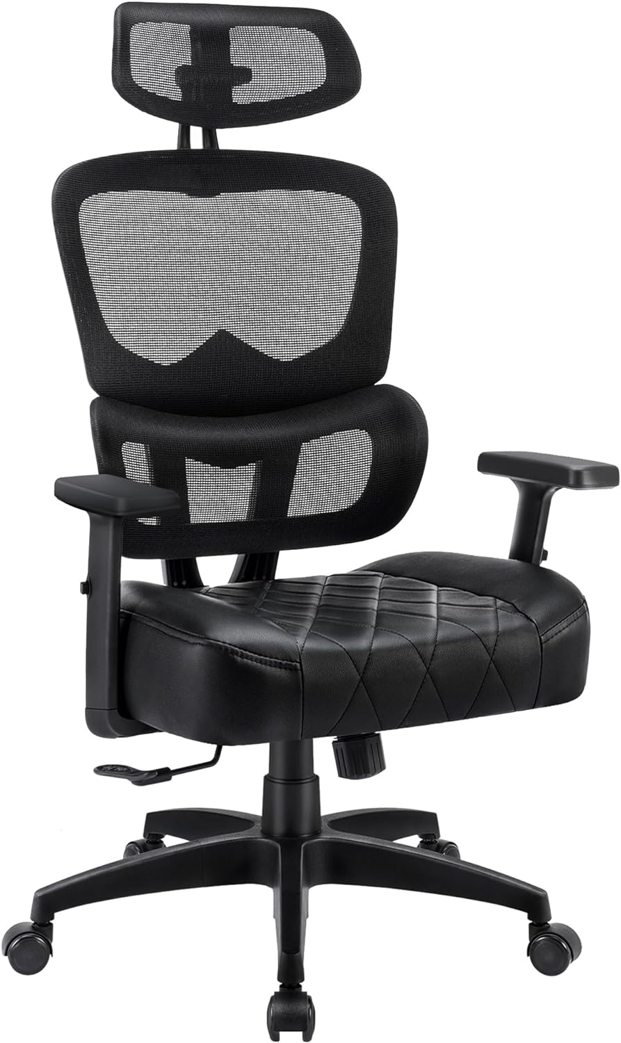 VECELO Tall Swivel Ergonomic High Back Mesh Office Chair with Adjustable Headrest, Armrest, Footrest, Backrest Tilt Function, Lumbar Support for Executive/Computer Desk/Task Work, Black