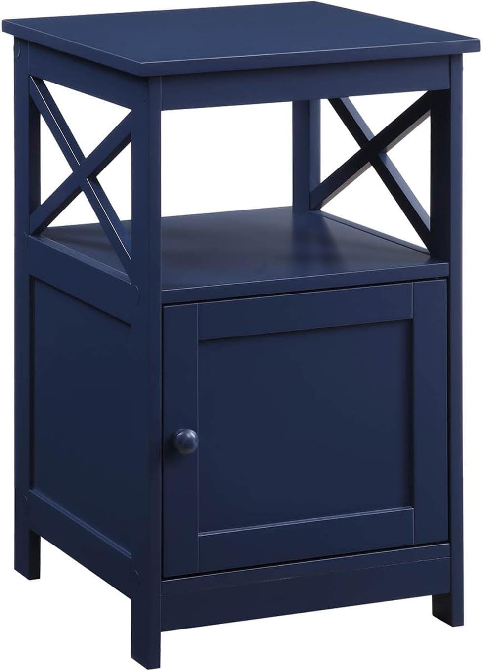 Convenience Concepts Oxford End Table with Storage Cabinet and Shelf, Cobalt Blue