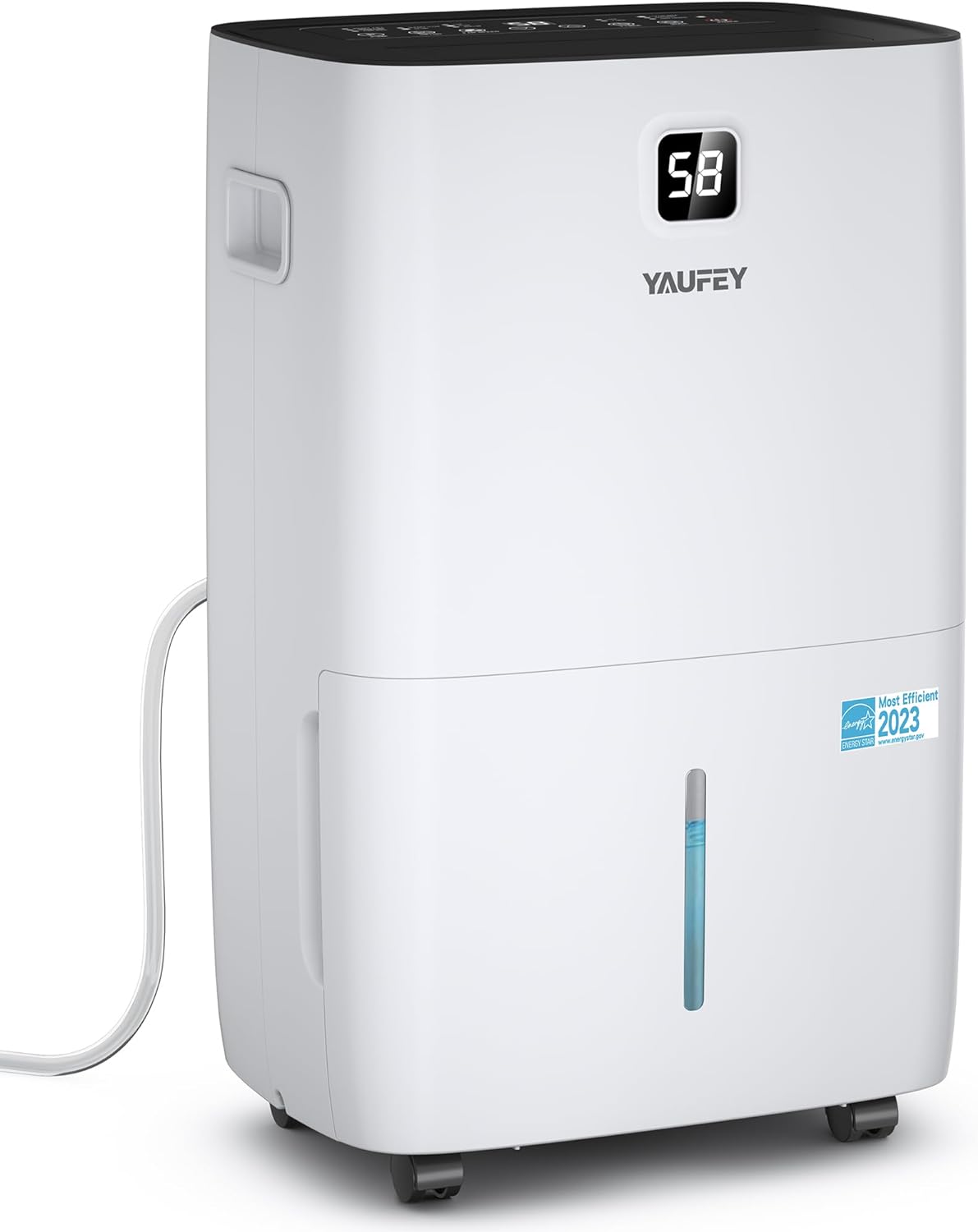 Yaufey 150 Pints Energy Star Dehumidifier with Pump for Basement, Home and Large Room up to 7000 Sq. Ft., With Drain Hose, Timer, Intelligent Humidity Control and Large Water TankJD026R-150PM