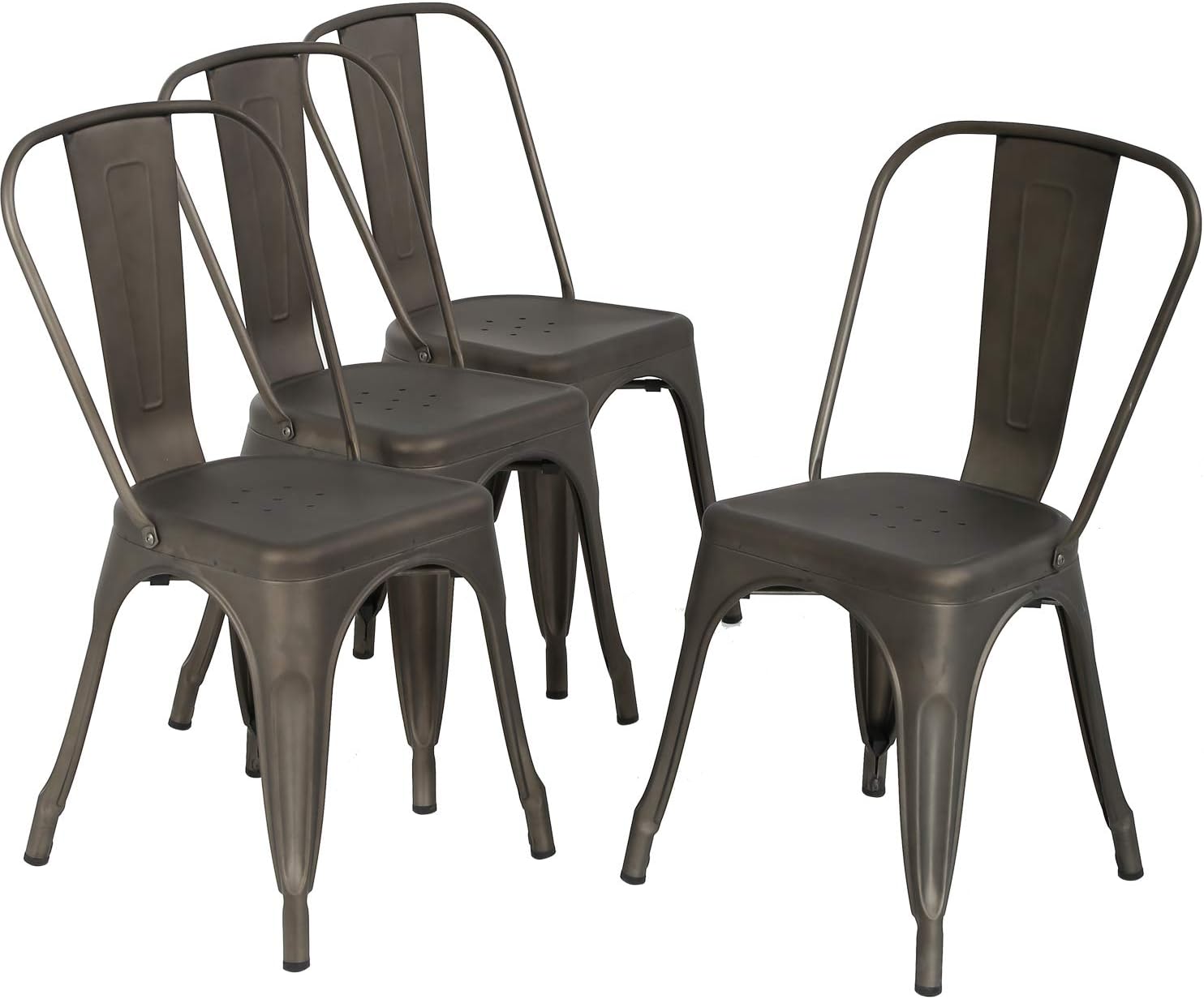 Patio Chairs 18 Inch Metal Dinning Chairs Set of 4 Stackable ChairsSeat Height Restaurant Chair Chic Metal Kitchen Dining Chairs Trattoria Chairs Indoor/Outdoor Metal Tolix Side Bar Chairs