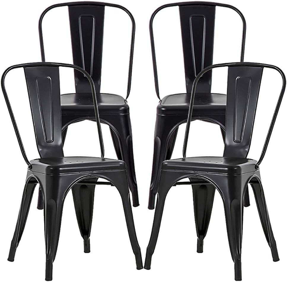 FDW Metal Dining Chairs Set of 4 Metal Chairs Patio Chair 18 Inches Seat Height Dining Room Kitchen Chair Tolix Restaurant Chairs Bar Stackable Chair Trattoria Metal Indoor Outdoor Chairs