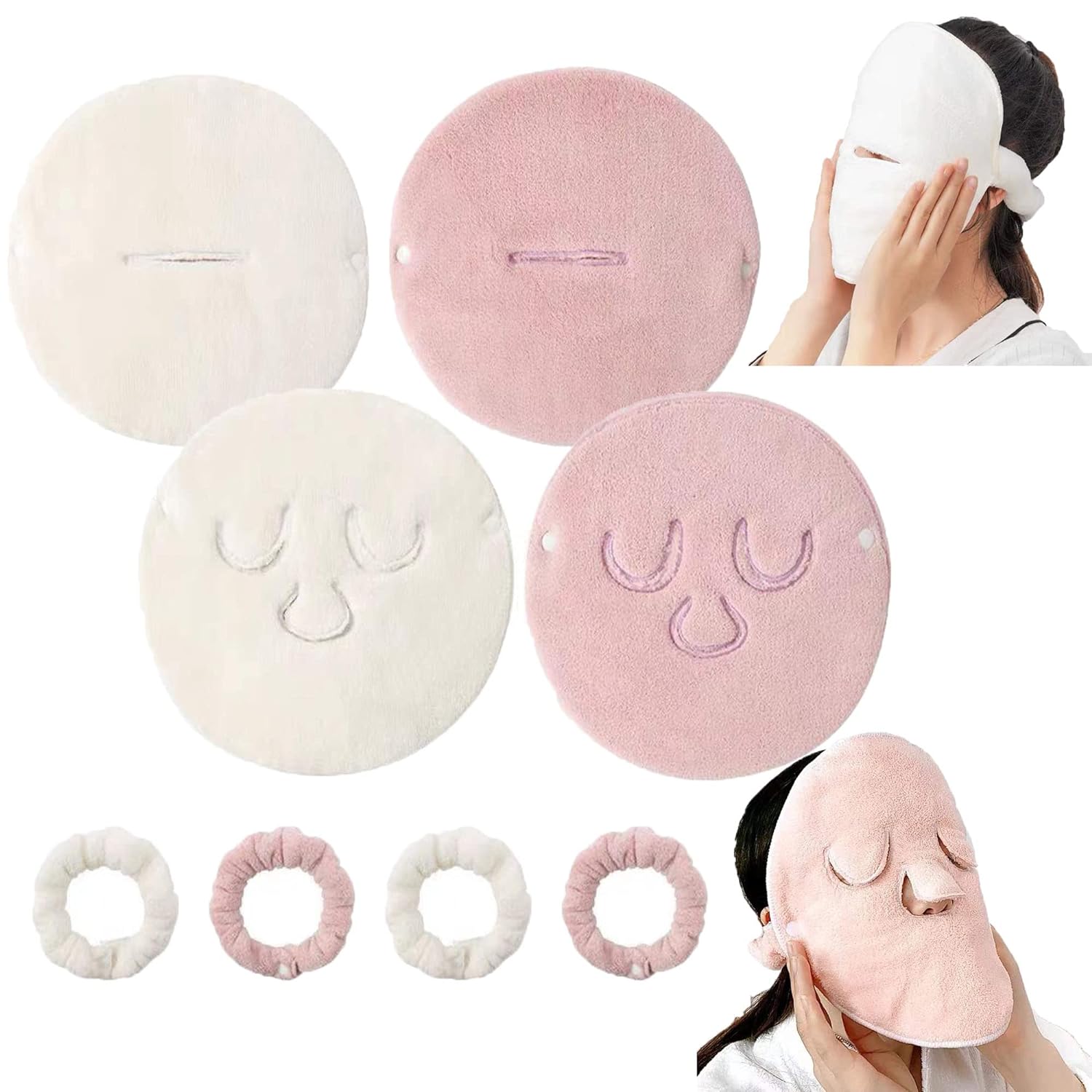 4 Pack Reusable Face Towel Mask Cold Hot Compress Facial Steamer Towel Mask Moisturizing Beauty Skin Care Spa Towels for Facial Facial Steamer Mask for Women Girls