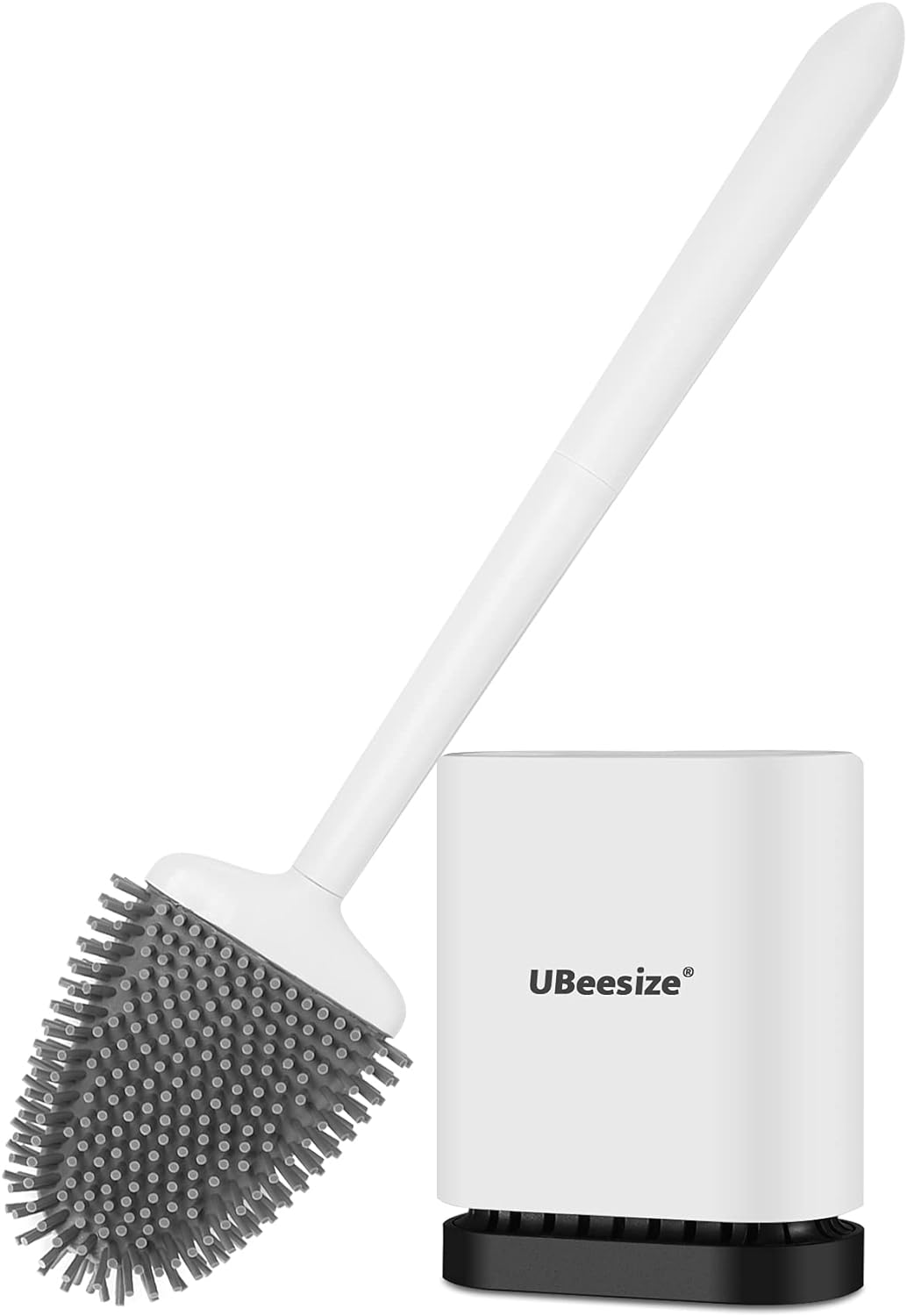 UBeesize Toilet Brush with Flexible Brush Head and Silicone Bristles, Quick Drying Holder Set for Bathroom, Compact Size, white. 15 X 4.5