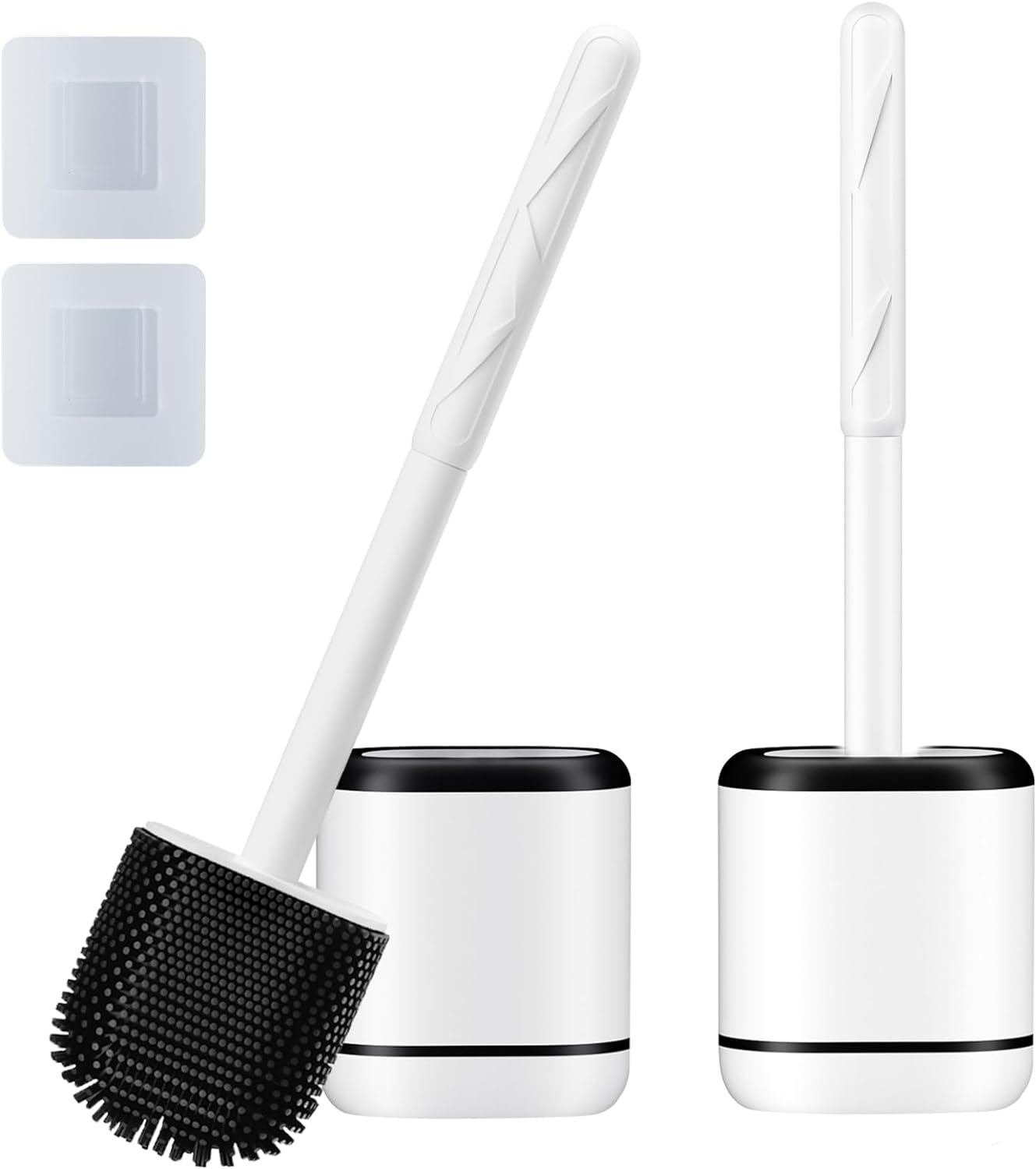 Toilet Brush, 2 Pack Toilet Bowl Brushes and Holder Set, Silicone Toilet Brush with Ventilation Holder for Deep Cleaning, Toilet Bowl Cleaners Cleaning Supplies for Bathroom