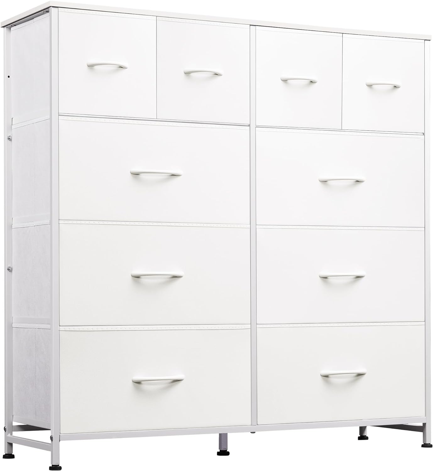 WLIVE Fabric Dresser for Bedroom, Storage Drawer Unit,Dresser with 10 Deep Drawers for Office, College Dorm, White