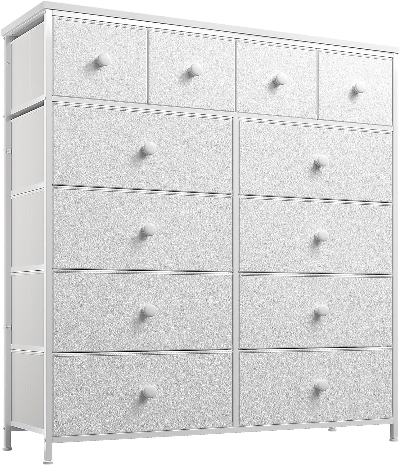 EnHomee White Dresser, Dresser for Bedroom with 12 Drawers White Dressers & Chest of Drawers Tall Dressers for Bedroom Closet, Clothes, Wooden TopSturdy Metal Frame, White