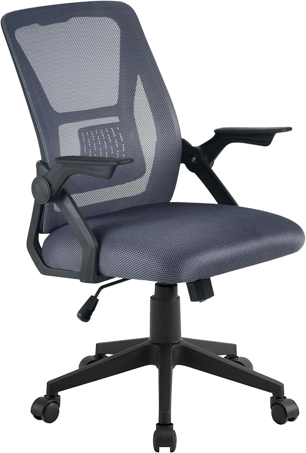 VECELO Mid-Back Swivel Ergonomic Office Chair with Adjustable Arms Mesh Lumbar Support for Computer Task Work, Gray