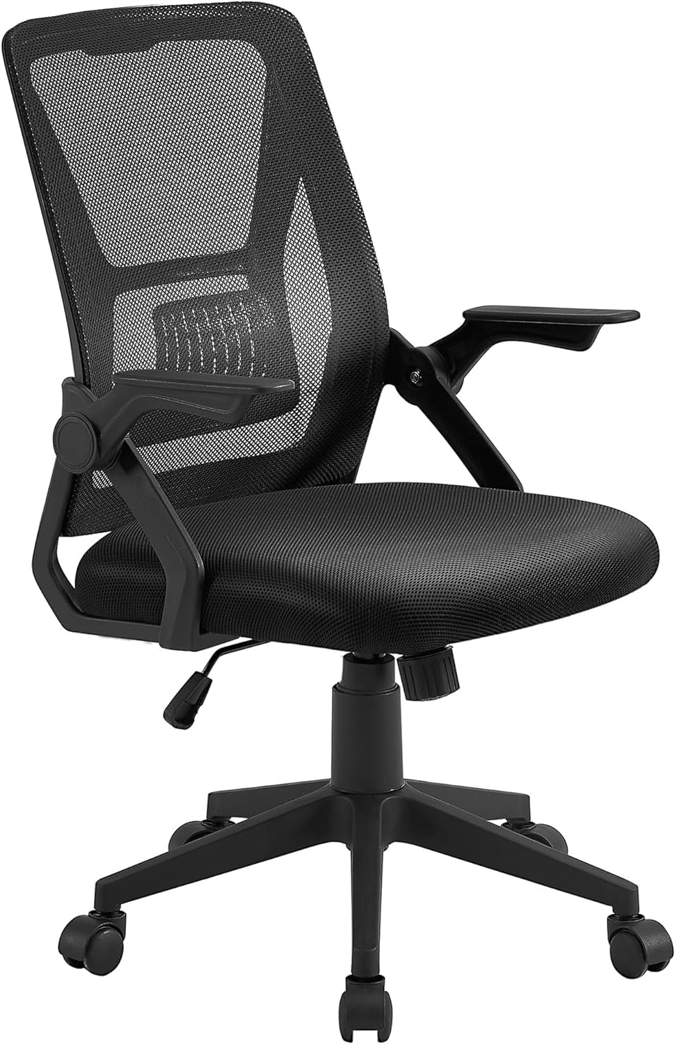 VECELO Mid-Back Swivel Ergonomic Office Chair with Adjustable Arms Mesh Lumbar Support for Computer Task Work, Black