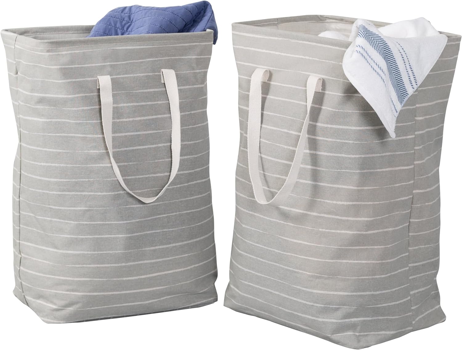 Honey Can Do Set of 2 Collapsible Fabric Laundry Basket Hampers With Handles HMP-09863 Grey