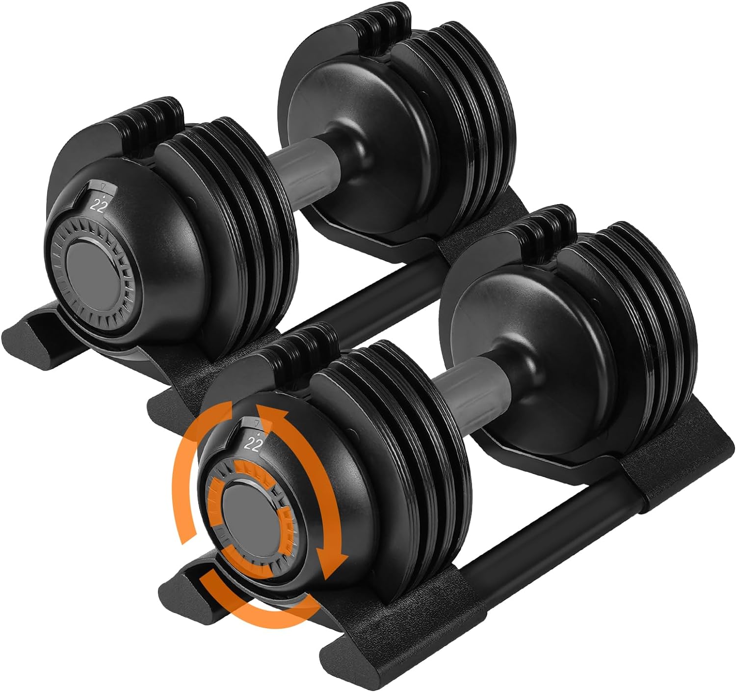 22LB/52LB Adjustable Dumbbells, 5 Weight Options Dumbbell with Anti-Slip Metal Handle for Exercise & Fitness Fast Adjust Weight for Full Body Workout Fitness