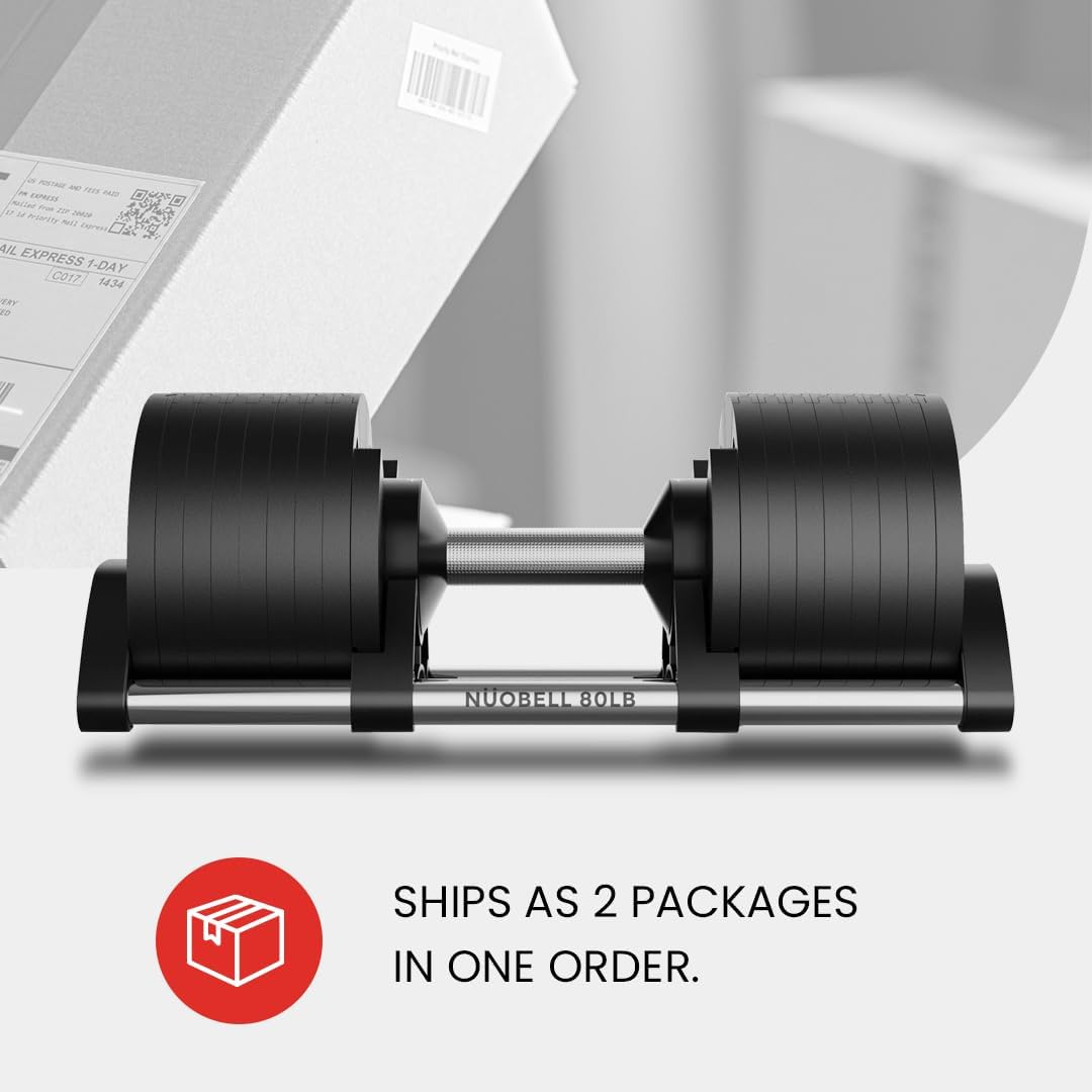 NUOBELL Adjustable Dumbbells Pair 5-80 lbs : the Adjustable Dumbbell Set to Replace 16 Sets of Dumbbells. Add Nuobell Dumbbells 80lb and Free Weights to Your Home Gym. Just Twist the Handle to Adjust and Start Your Exercise.