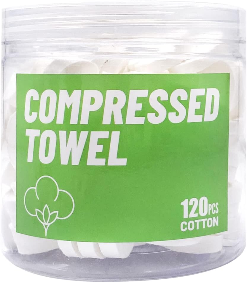 120 Pcs Compressed Towels, Disposable Face Compressed Towel, Mini Compressed Towel, Camping Towel, Portable Compressed Coin Tissue for Travel/Home/Outdoor Activities