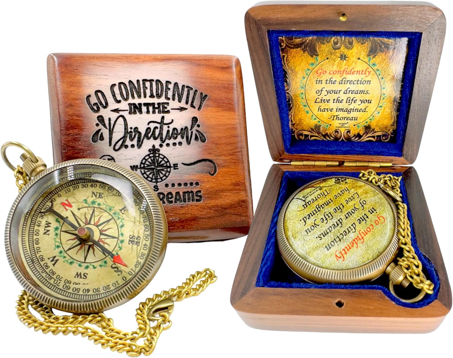 MAH Go Confidently Brass Compass Quote Engraved 2024 Sentimental Gift Back to School Unique Gift Husband Birthday Motivational Gift for Men Dad Inspirational Graduation Gift for Him or Her Son