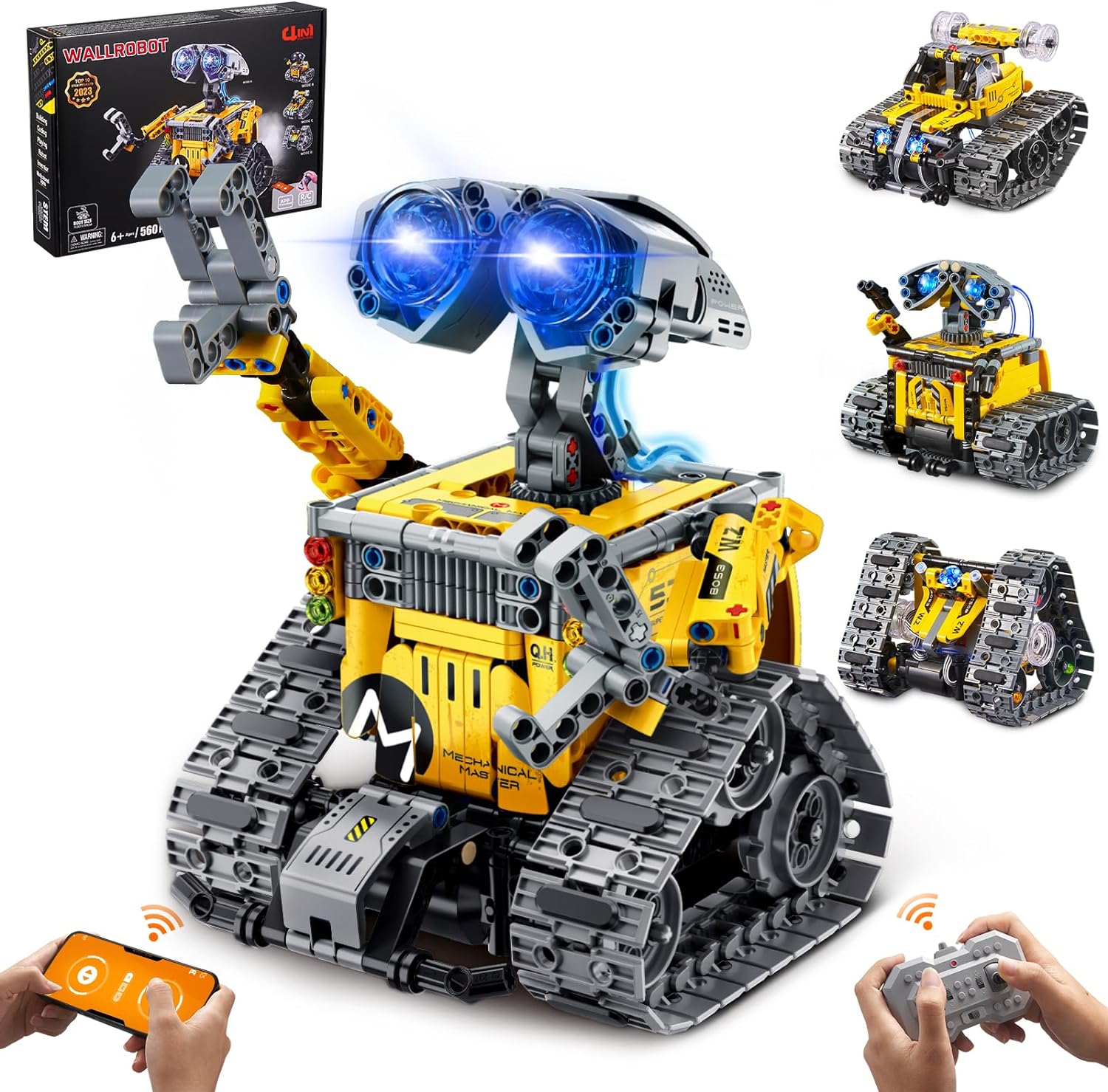 Sillbird STEM Building Toys, 4in1 Remote & APP Controlled Creator Wall Robot Toys Set, Creative Gifts for Boys Girls Kids Aged 6 7 8-12, New 2023 (560 Pieces)