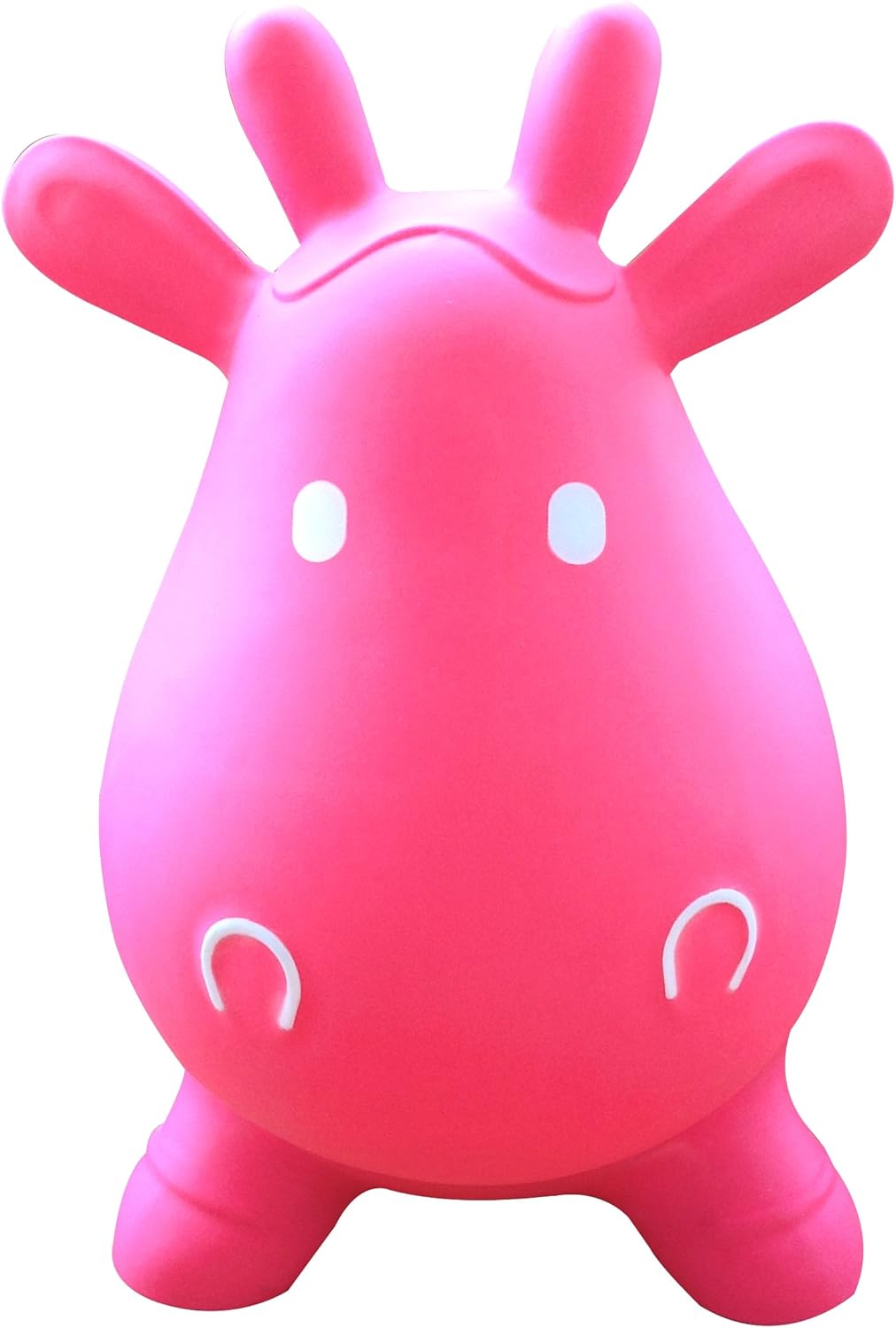 AppleRound Cow Bouncer with Air Pump, Inflatable Space Hopper, Ride-on Bouncy Animal (Pink)