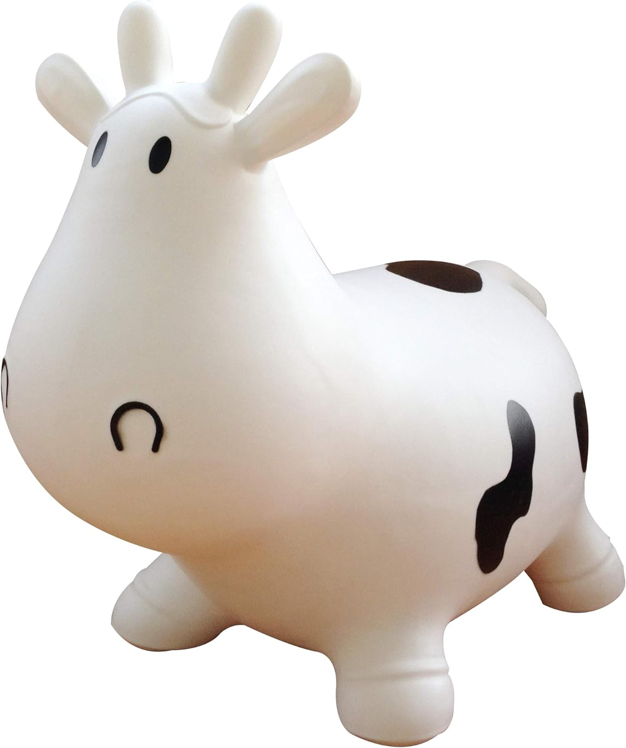 AppleRound Cow Bouncer with Air Pump, Inflatable Space Hopper, Ride-on Bouncy Animal (White)