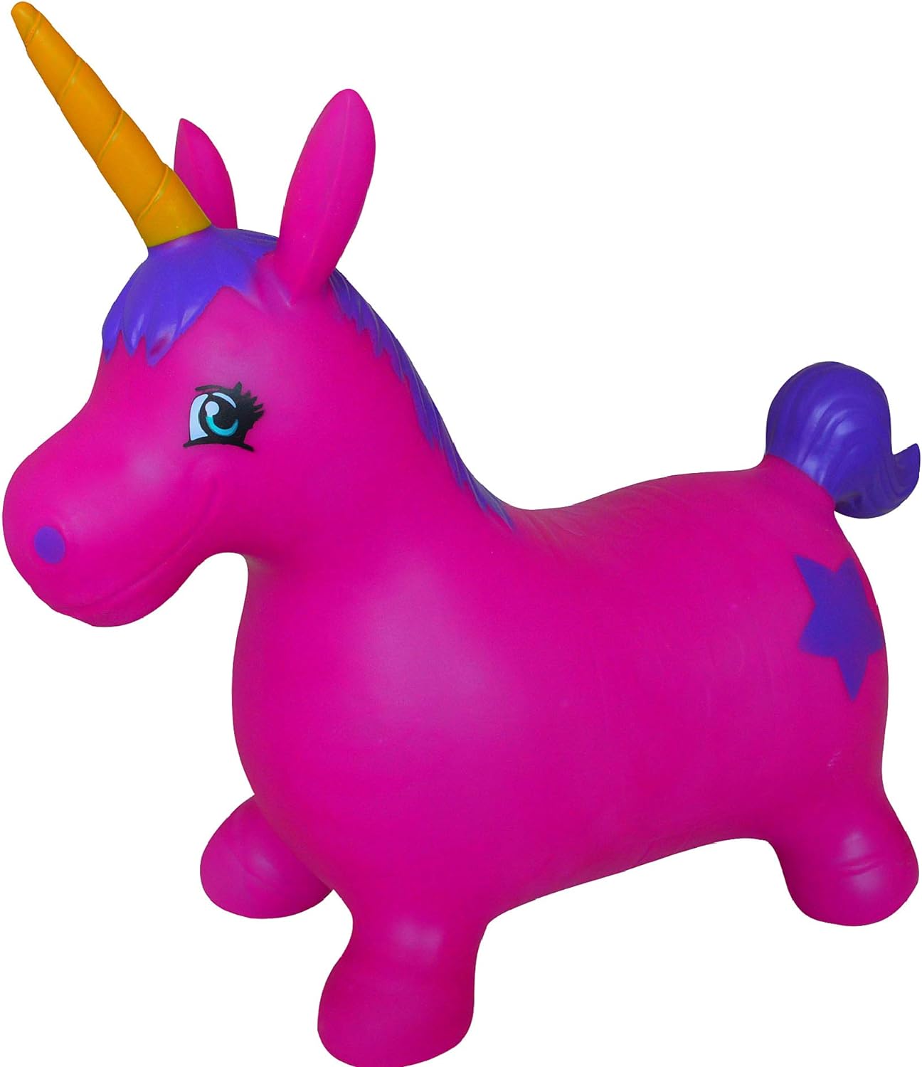 AppleRound Unicorn Bouncer with Hand Pump, Inflatable Space Hopper, Ride-on Bouncy Animal for Children (Purple)