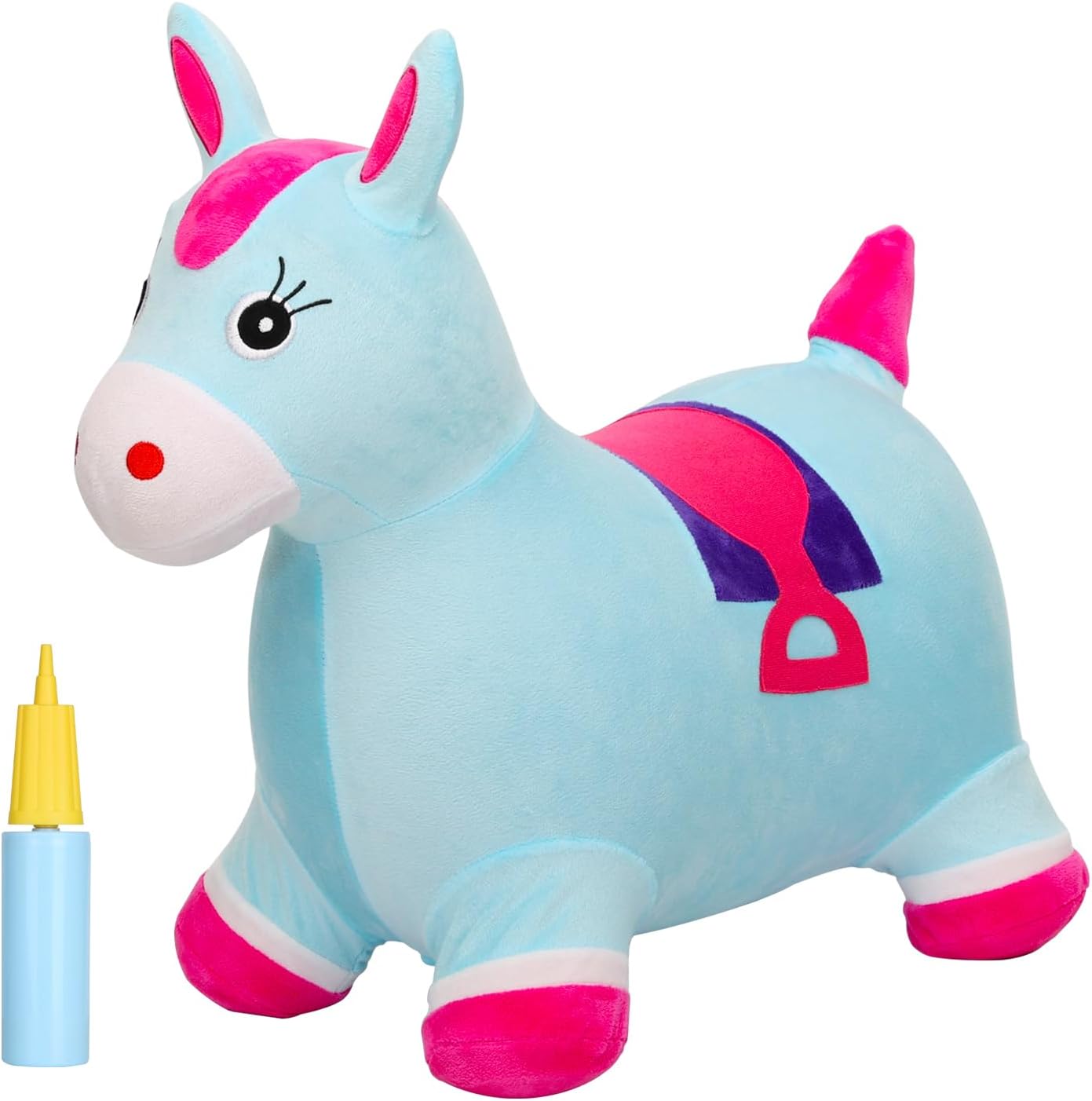 INPANY Bouncy Horse Hopper - Plush Hopping Toy, Inflatable Jumping Horse, Ride on Rubber Bouncing Animal Toys for Kids/Toddlers/Children, Birthday Gift