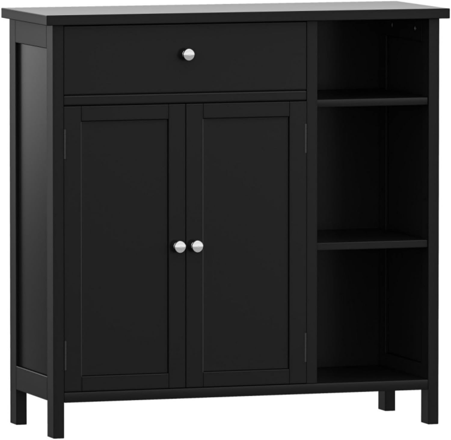 Irontar Freestanding Bathroom Cabinet with Doors, Bathroom Floor Cabinet with Drawer & Adjustable Shelf, Kitchen Cupboard, Storage Cabinet for Bathroom, Living Room, Entryway, Black CWG001H