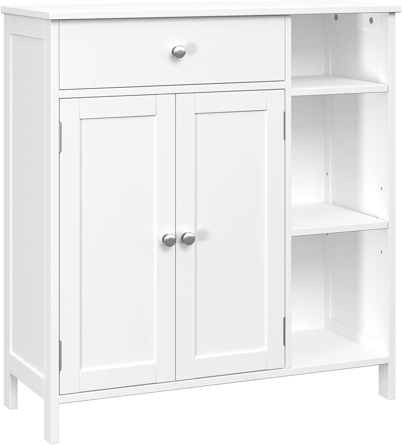 Irontar Freestanding Bathroom Cabinet with Doors, Bathroom Floor Cabinet with Drawer & Adjustable Shelf, Kitchen Cupboard, Storage Cabinet for Living Room, Entryway, White CWG001W