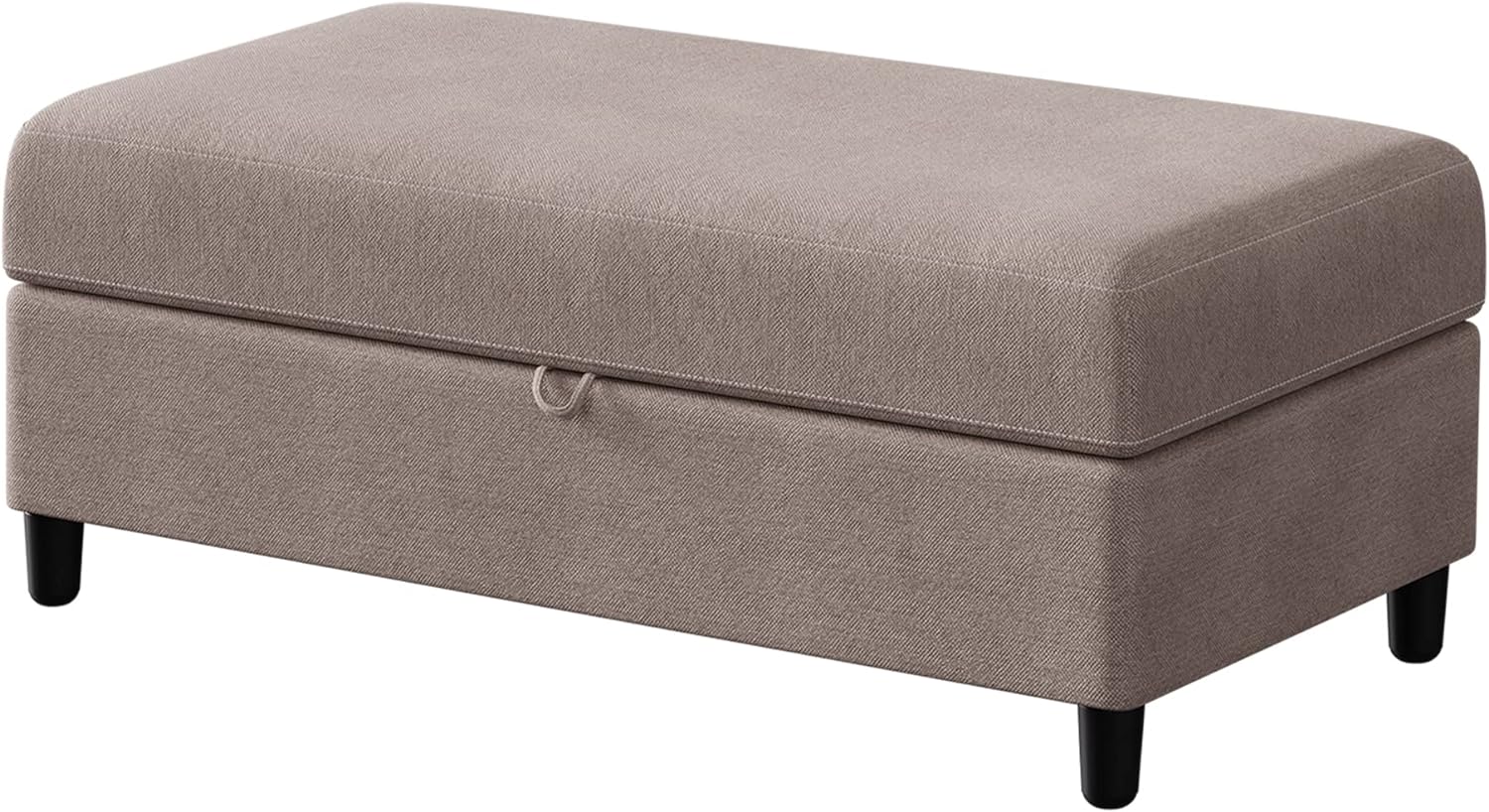 Shintenchi 45 Upholstered Storage Ottoman Bench, Rectangular Fabric Storage Footstool Bench with Hydraulic Rod for Living Room, Bedroom (Khaki)