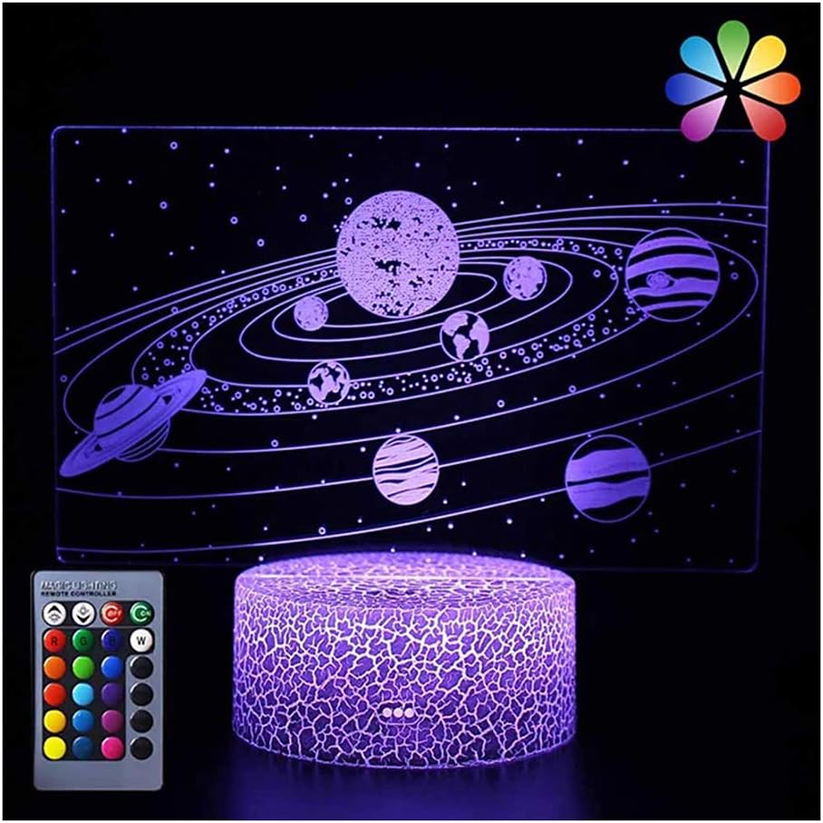 3D Illusion Night Lamp Universe Space Galactic System Night Light for Boys Girls Kids Room Decor