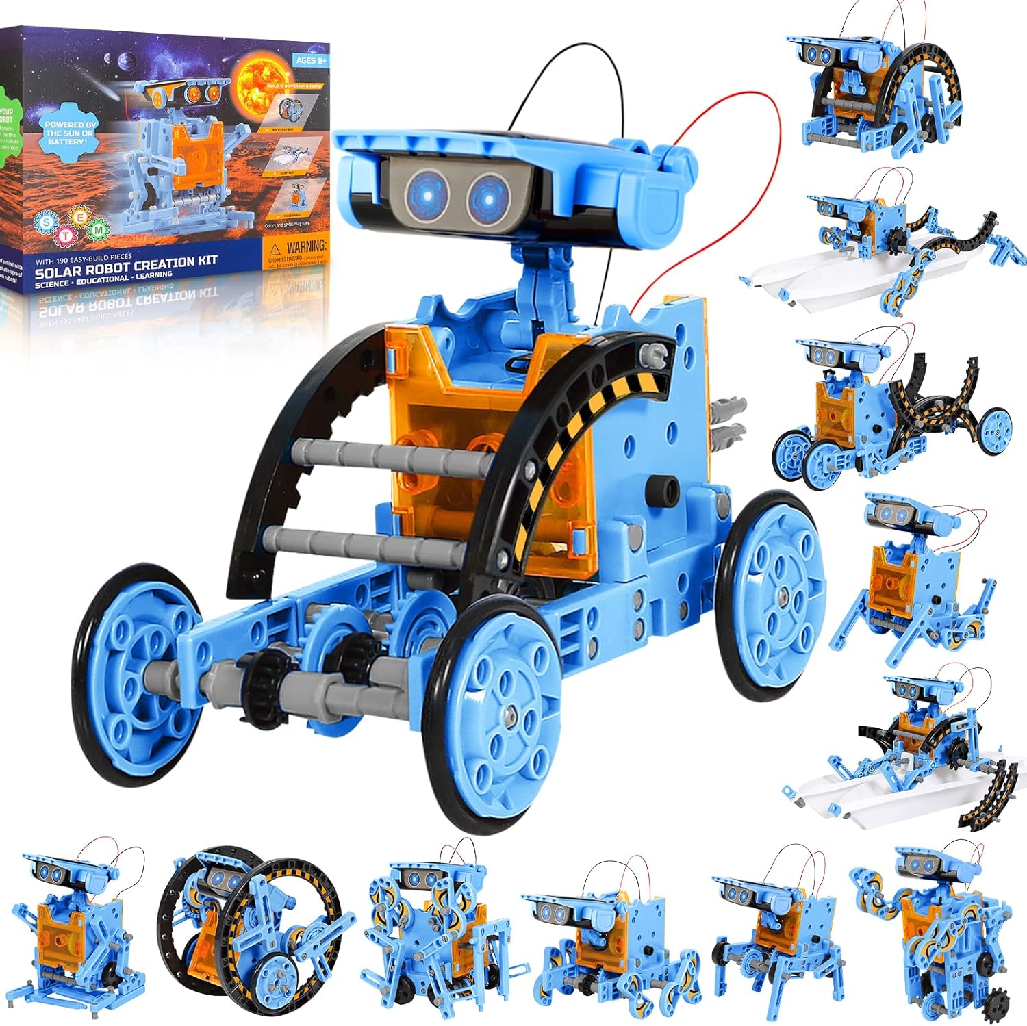 Sillbird 12-in-1 STEM Solar Robot Toys, Solar and Cell Powered Dual Drive Motor DIY Building Kit, Gifts for Boys and Girls Aged 8 9 10 11 12 Years Old