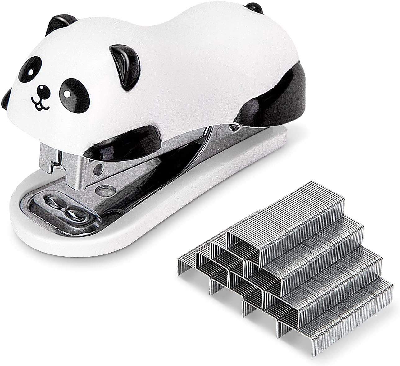 Deli Mini Cute Panda Desktop Stapler, Office Stapler, 12 Sheet Capacity, Includes Built-in Staple Remover & 1000PCS No.10 Staples