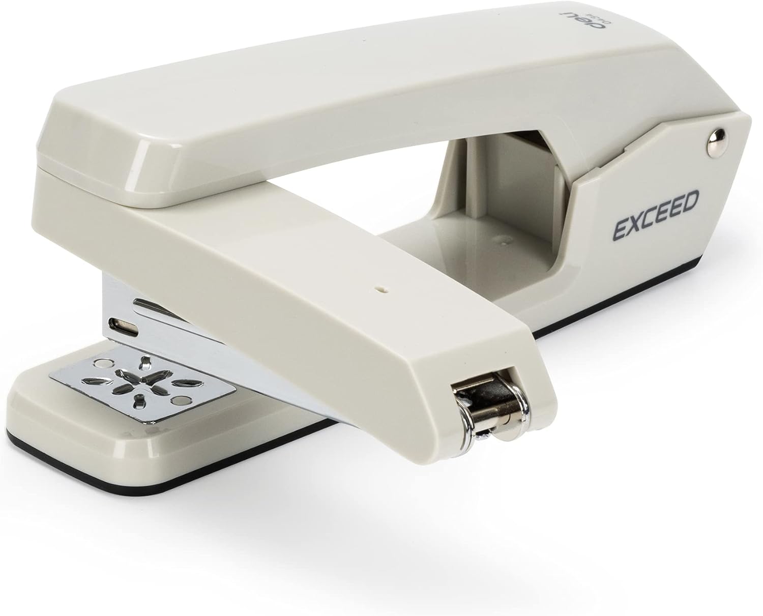 Deli Swing-Arm Swivel Stapler, 25 Sheet Capacity, 360 Degree Rotate Desktop Staplers for Booklet or Book Binding, White