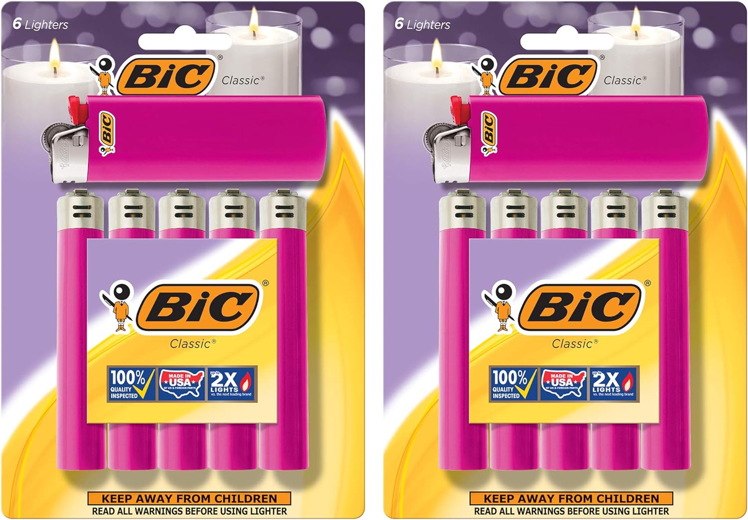 BIC Classic Lighter, Pink, 12-Pack (Packaging May Vary)