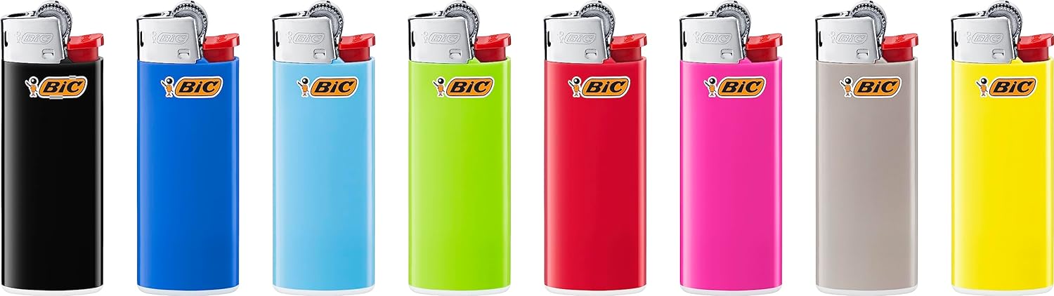 BIC Mini Pocket Lighter, Classic Collection, Assorted Unique Lighter Colors, 8 Count Pack of Pocket Lighters