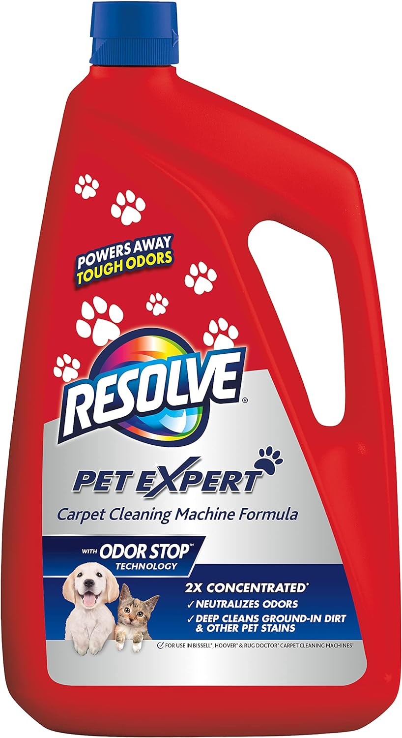 Resolve Pet Expert Carpet Steam Cleaner Solution, Pet Stain and Odor Remover, Carpet Cleaner, Carpet Cleaner Solution, 96 fl oz Bottle, 2X Concentrate