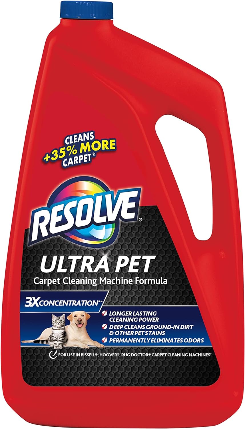 Resolve Ultra Pet Steam Carpet Cleaner Solution Shampoo, 3X Concentrate, Safe for Bissell, Hoover & Rug Doctor, Carpet Cleaner, Pet Stain and Odor Remover, Carpet Cleaner Solution, 48 oz