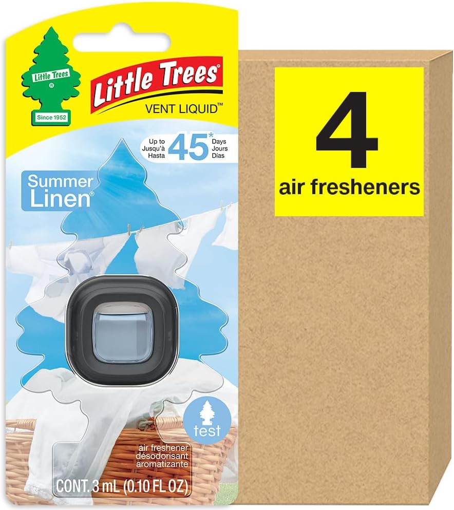 LITTLE TREES Car Air Freshener. Vent Liquid Provides Long-Lasting Scent for Auto or Home. Add a Splash of LITTLE TREES to your Vent. Summer Linen, 4 Air Fresheners