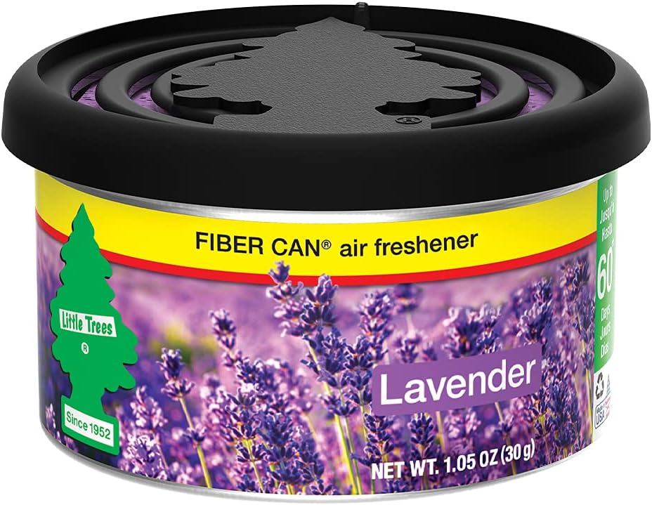 LITTLE TREES Car Air Freshener. Fiber Can Provides a Long-Lasting Scent for Auto or Home. Adjustable Lid for Desired Strength. Lavender, 4 Air Fresheners