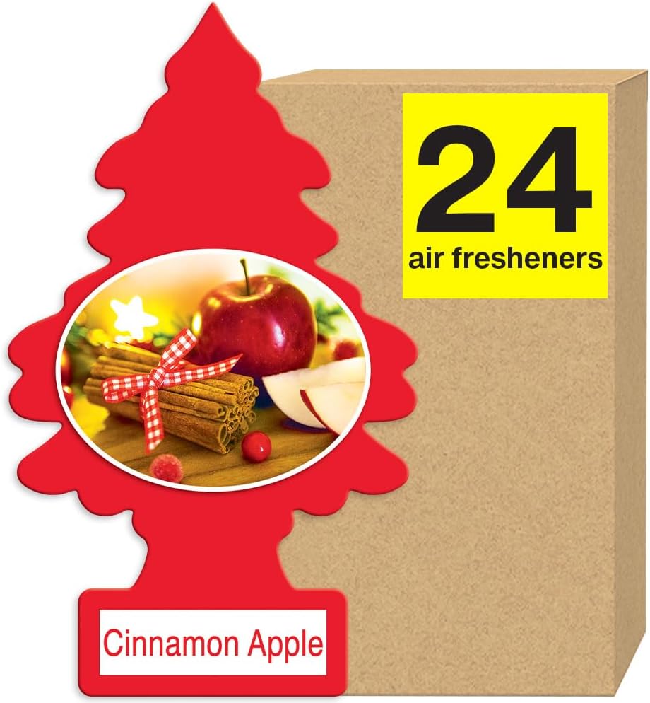 LITTLE TREES Air Fresheners Car Air Freshener. Hanging Tree Provides Long Lasting Scent for Auto or Home. Cinnamon Apple, 24 Air Fresheners