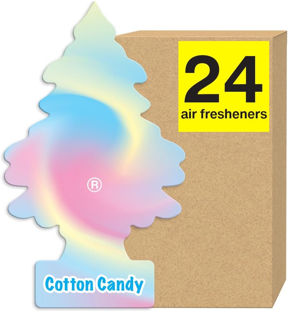 LITTLE TREES Air Fresheners Car Air Freshener. Hanging Tree Provides Long Lasting Scent for Auto or Home. Cotton Candy, 24 Air Fresheners