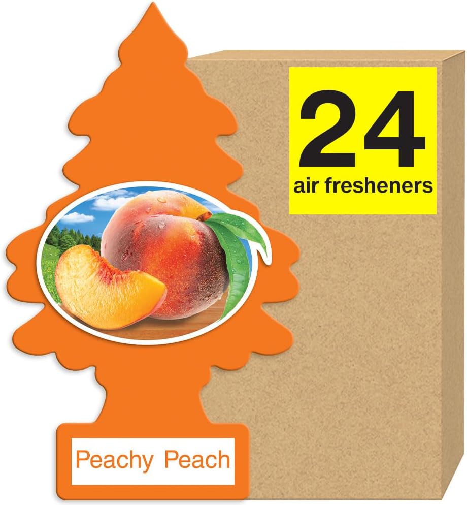 LITTLE TREES Air Fresheners Car Air Freshener. Hanging Tree Provides Long Lasting Scent for Auto or Home. Peachy Peach, 24 Air Fresheners