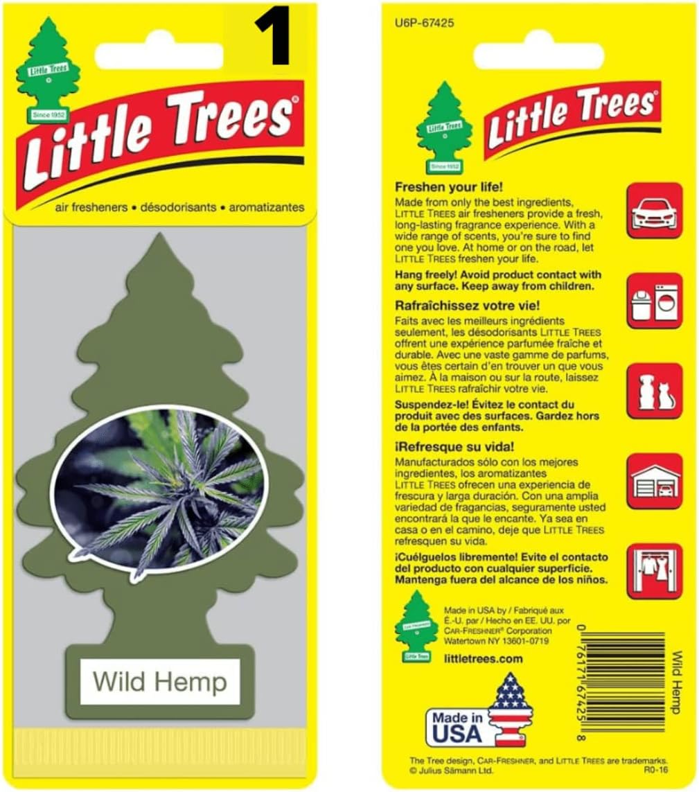 LITTLE TREES Air Fresheners Car Air Freshener. Hanging Tree Provides Long Lasting Scent for Auto or Home. Wild Hemp, 24 Air Fresheners