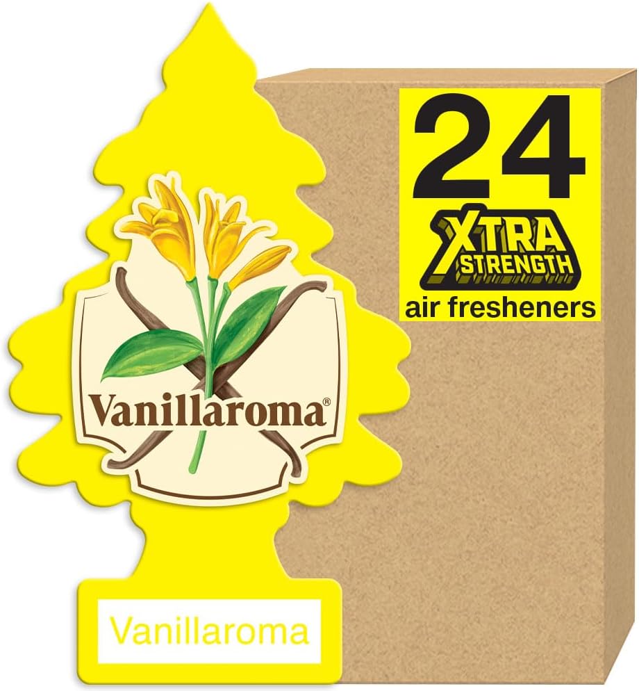 LITTLE TREES Air Fresheners Car Air Freshener. Xtra Strength Provides Long-Lasting Scent for Auto or Home. Extra Boost of Fragrance. Vanillaroma, 24 Air Fresheners