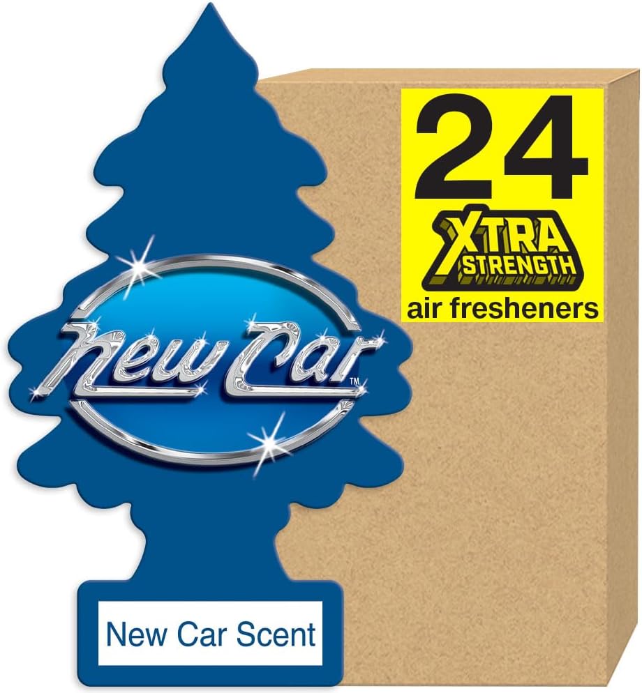 LITTLE TREES Air Fresheners Car Air Freshener. Xtra Strength Provides Long-Lasting Scent for Auto or Home. Extra Boost of Fragrance. New Car Scent, 24 Air Fresheners