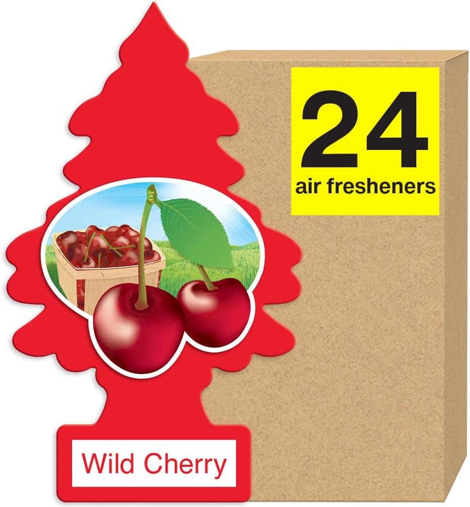 LITTLE TREES Air Fresheners Car Air Freshener. Hanging Tree Provides Long Lasting Scent for Auto or Home. Wild Cherry, 24 Air Fresheners