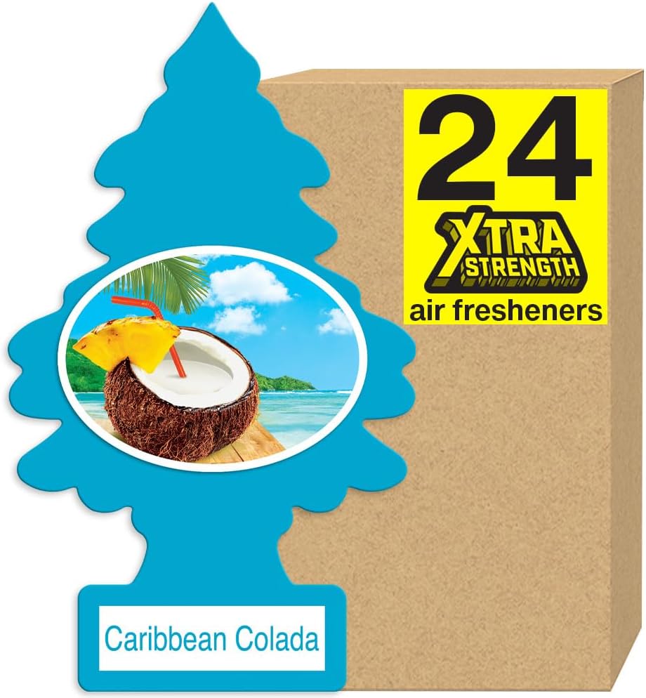 LITTLE TREES Air Fresheners Car Air Freshener. Xtra Strength Provides Long-Lasting Scent for Auto or Home. Extra Boost of Fragrance. Caribbean Colada, 24 Air Fresheners