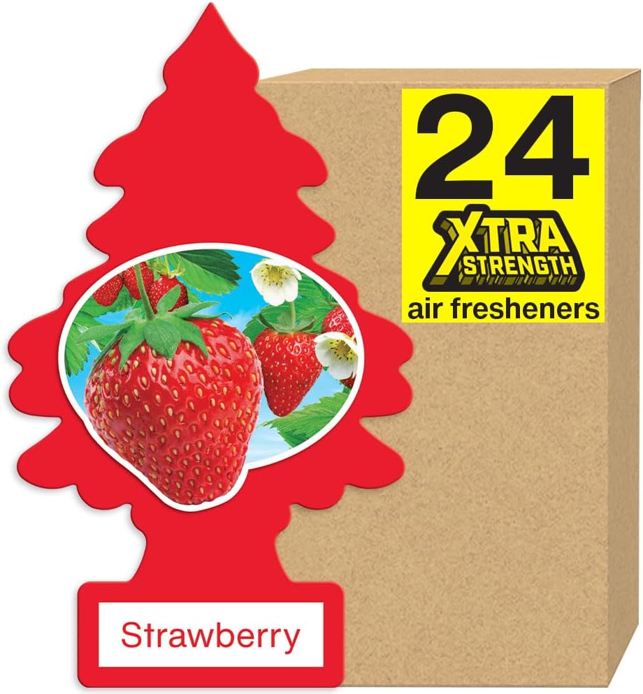 LITTLE TREES Air Fresheners Car Air Freshener. Xtra Strength Provides Long-Lasting Scent for Auto or Home. Extra Boost of Fragrance. Strawberry, 24 Air Fresheners