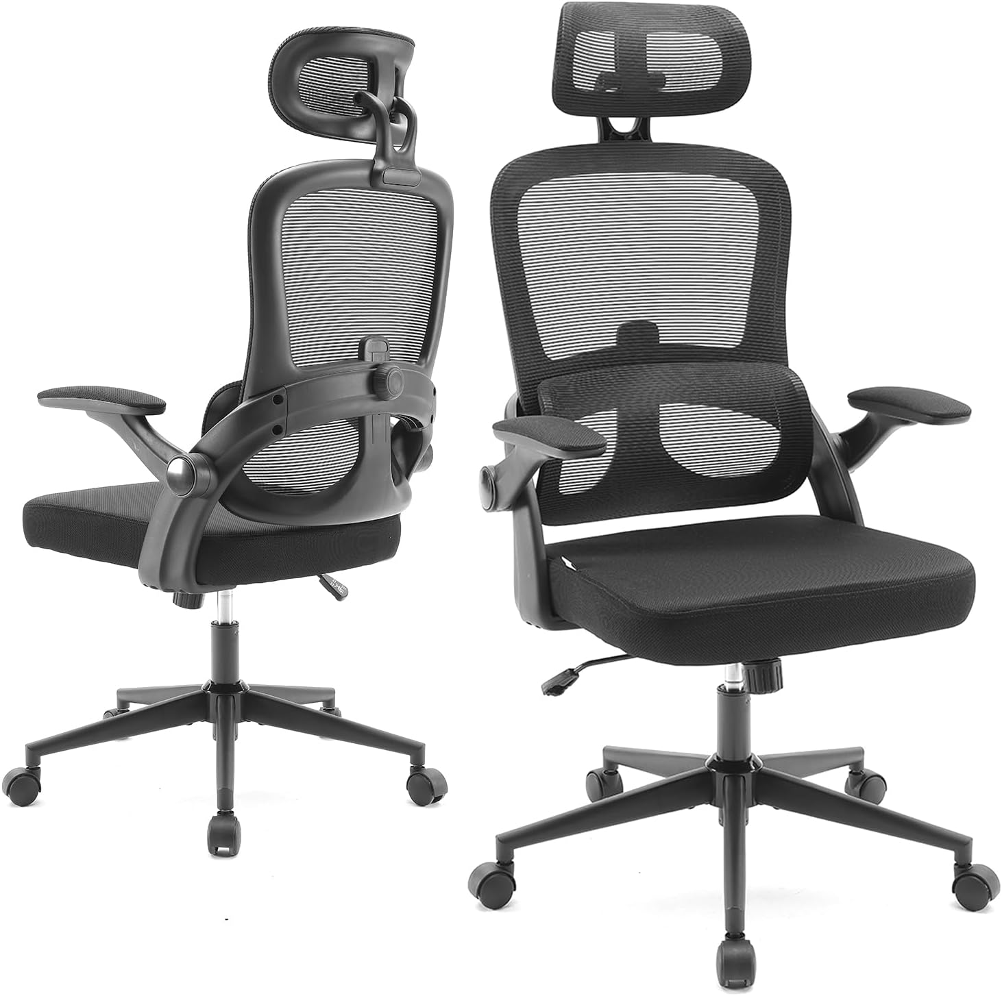 SIHOO M102C Ergonomic Mesh Office Chair, High Back Desk Chair with 3D Armrests, Up&Down Lumbar Support, Swivel Computer Task Chair with Adjustable 2D Headrest, Tilt Function Black