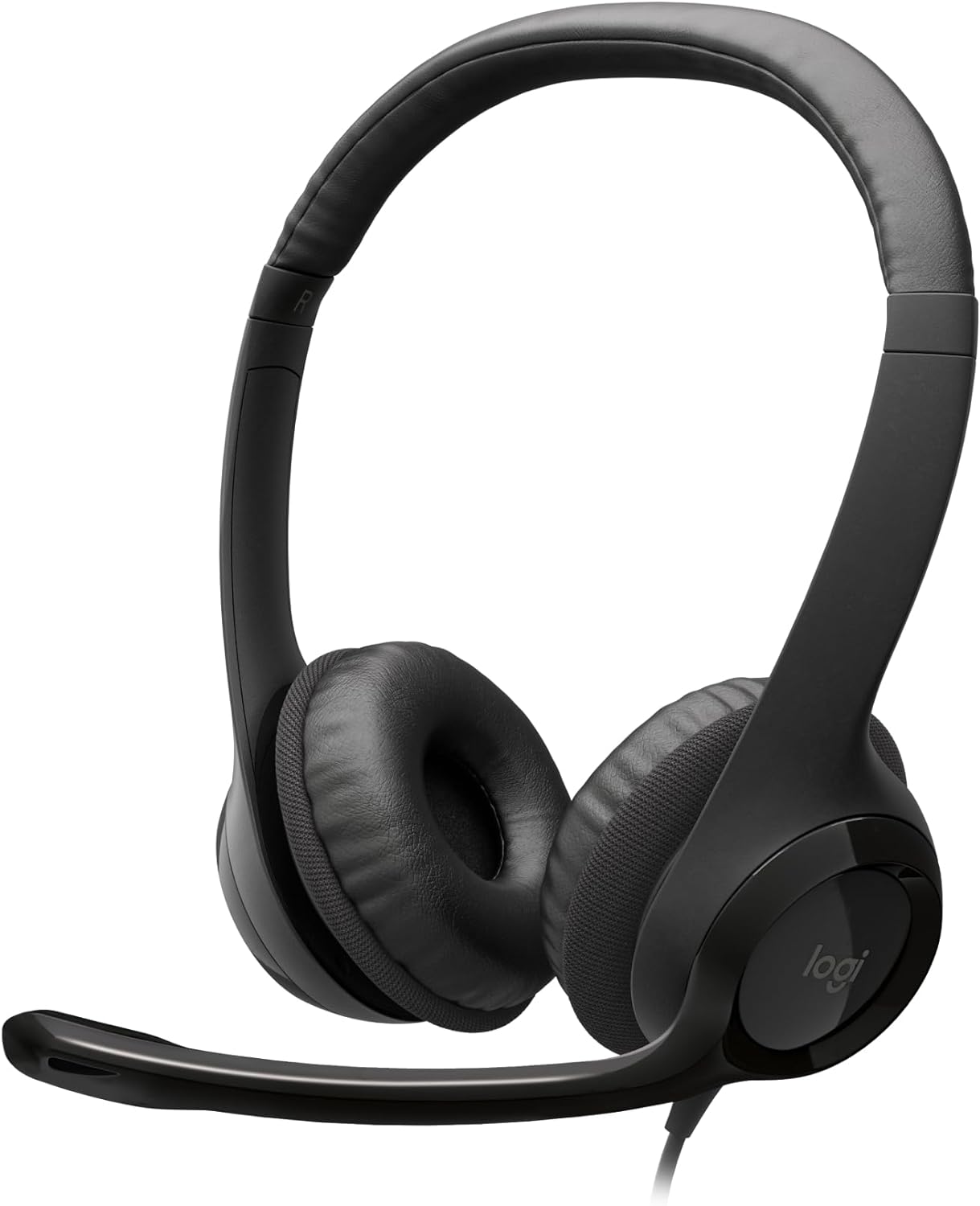 Logitech H390 Wired Headset for PC/Laptop, Stereo Headphones with Noise Cancelling Microphone, USB, In-Line Controls, Works with Chromebook - Black