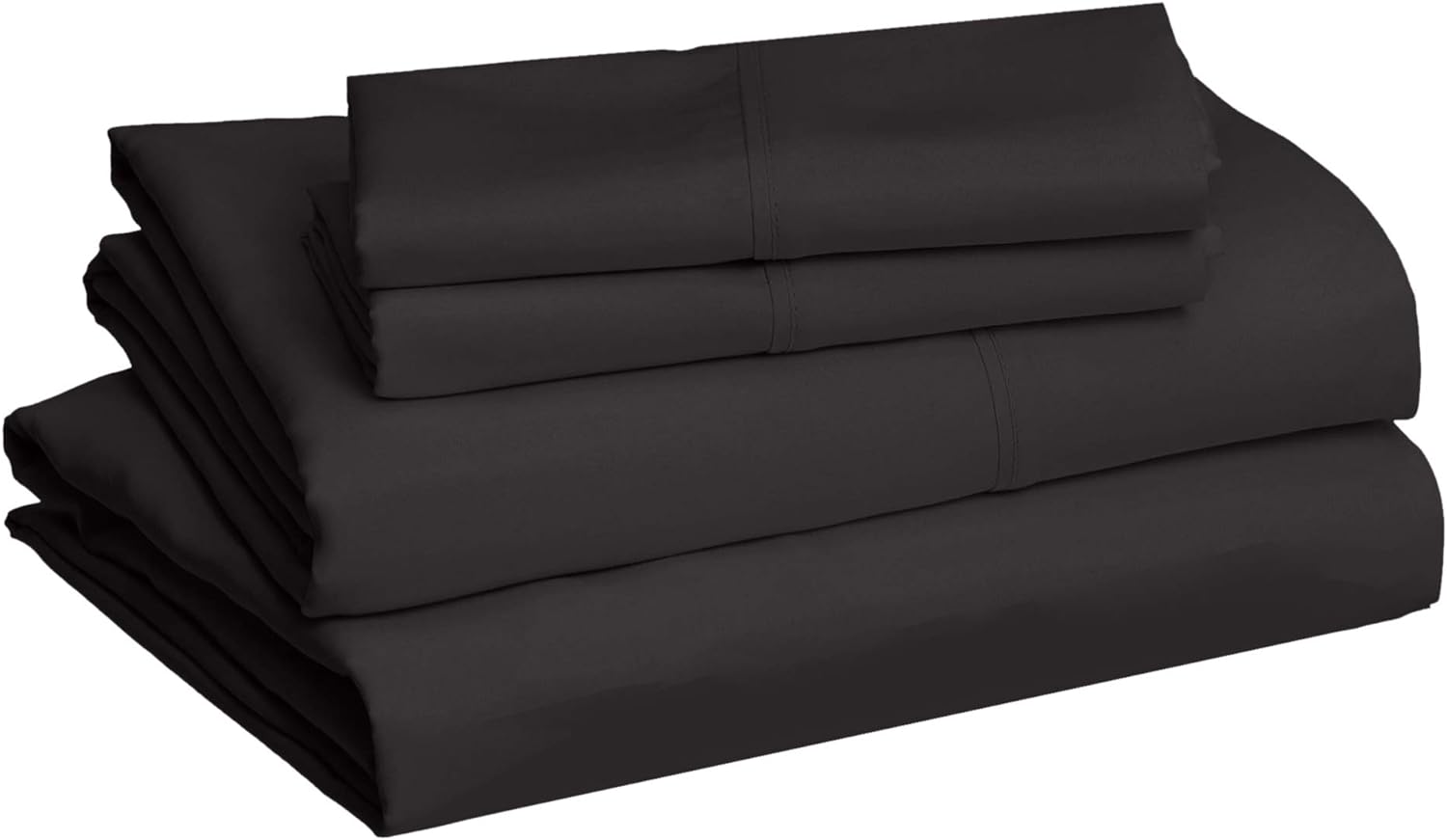 AmazonBasics Lightweight Super Soft Easy Care Microfiber Bed Sheet Set with 14 Deep Pockets - Full, Black-4 Pack