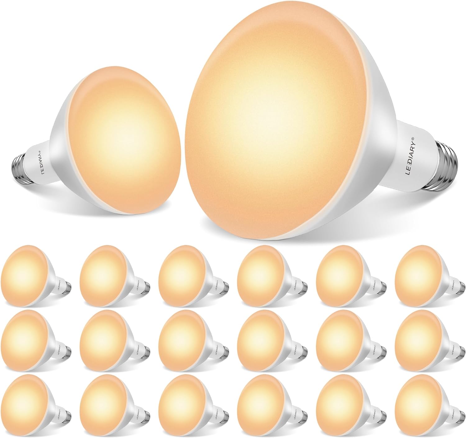 LEDIARY 20 Pack BR30 LED Recessed Light Bulbs, ETL Listed LED Bulb for Cans, Dimmable, 2700K Daylight, 8W=65W, 650LM Indoor Flood Lights, E26 Medium Base - UL Listed