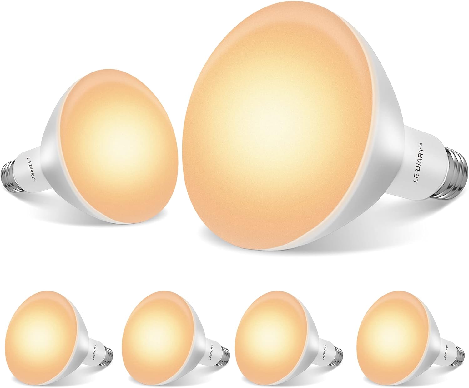 LEDIARY 6-Pack BR30 LED Recessed Light Bulbs, 8W=65W, 650LM, 2700K Soft White, BR30 LED Bulb, Dimmable Indoor Flood Lights for Cans, E26 Medium Base - UL & FCC Listed