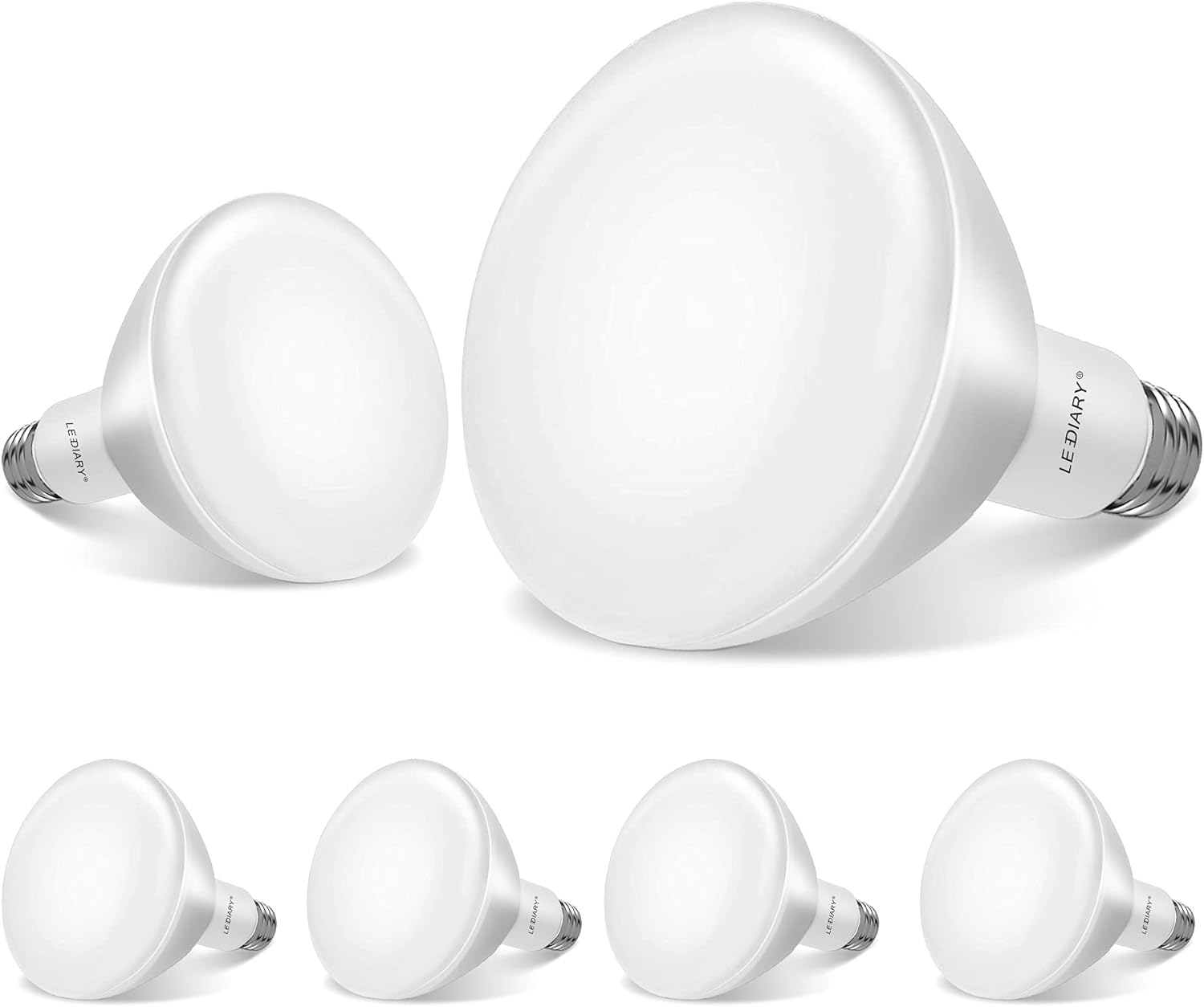 LEDIARY 6-Pack BR30 LED Recessed Light Bulbs, 8W=65W, 850LM, 5000K Daylight, BR30 LED Bulb, Dimmable Indoor Flood Lights for Cans, E26 Medium Base - ETL & FCC Listed